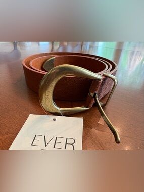 🤎 EVEREVE Cassidy Western Belt – Cognac | Brass Buckle | NWT